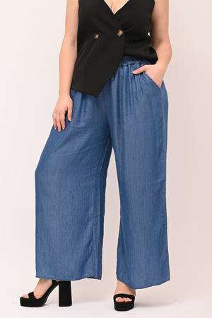 Pantalone chambray laccetto - Jeans scuro