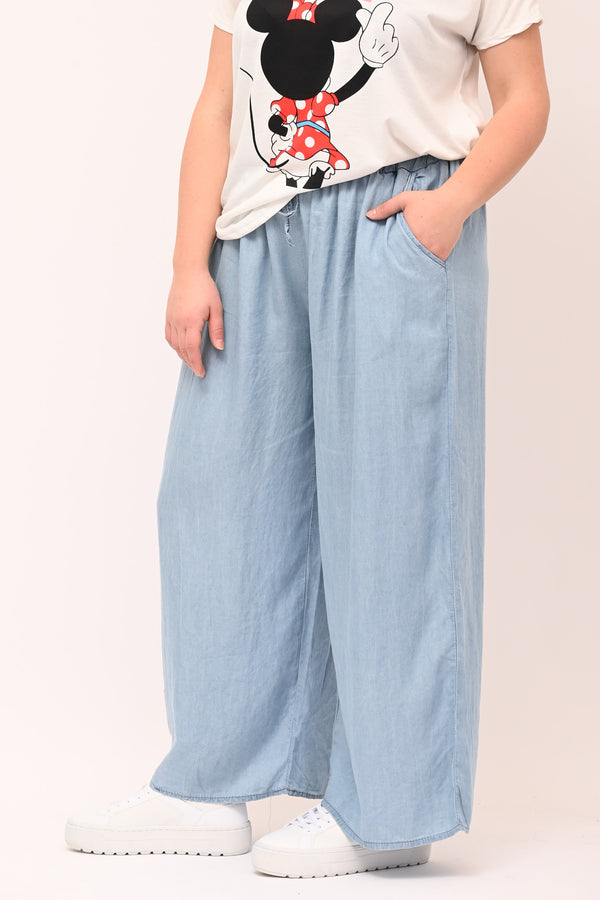 Pantalone chambray laccetto - Jeans chiaro