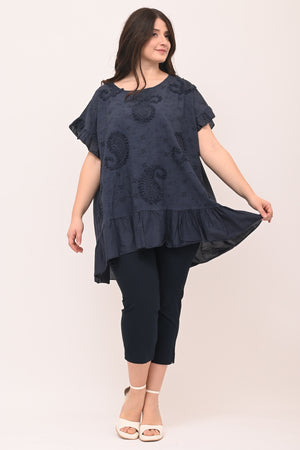 Blusa sangallo rouches - Blu