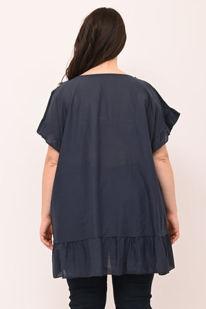 Blusa sangallo rouches - Blu