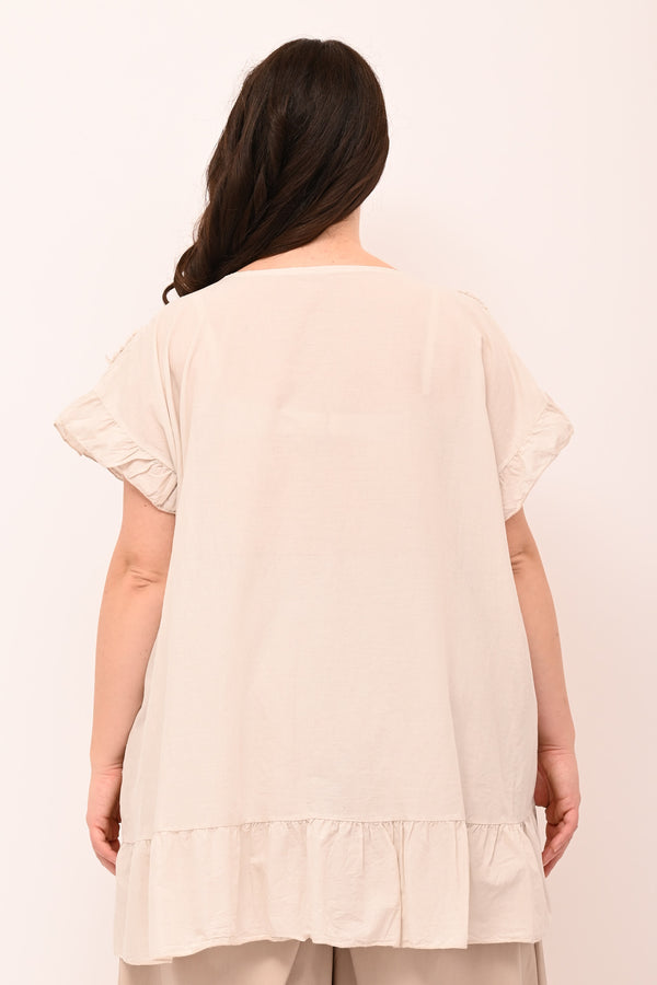 Blusa sangallo rouches - Nude