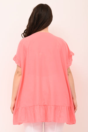 Blusa sangallo rouches - Corallo