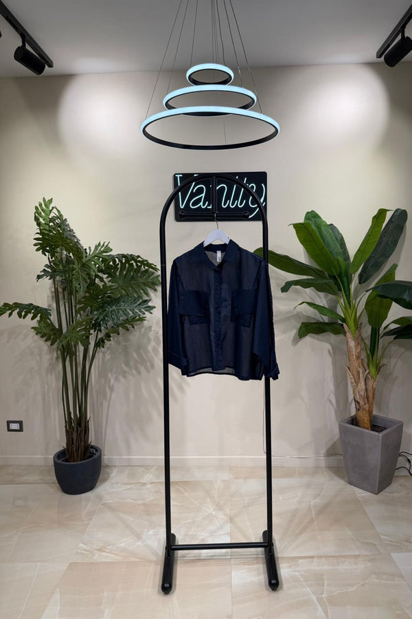 Camicia shantung tasche - Blu