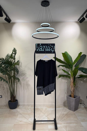 Maglia righe zip - Nero