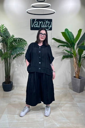 Camicia raso frange - Nero