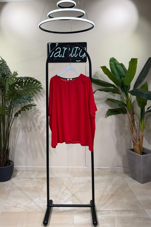 Blusa over lino - Rosso
