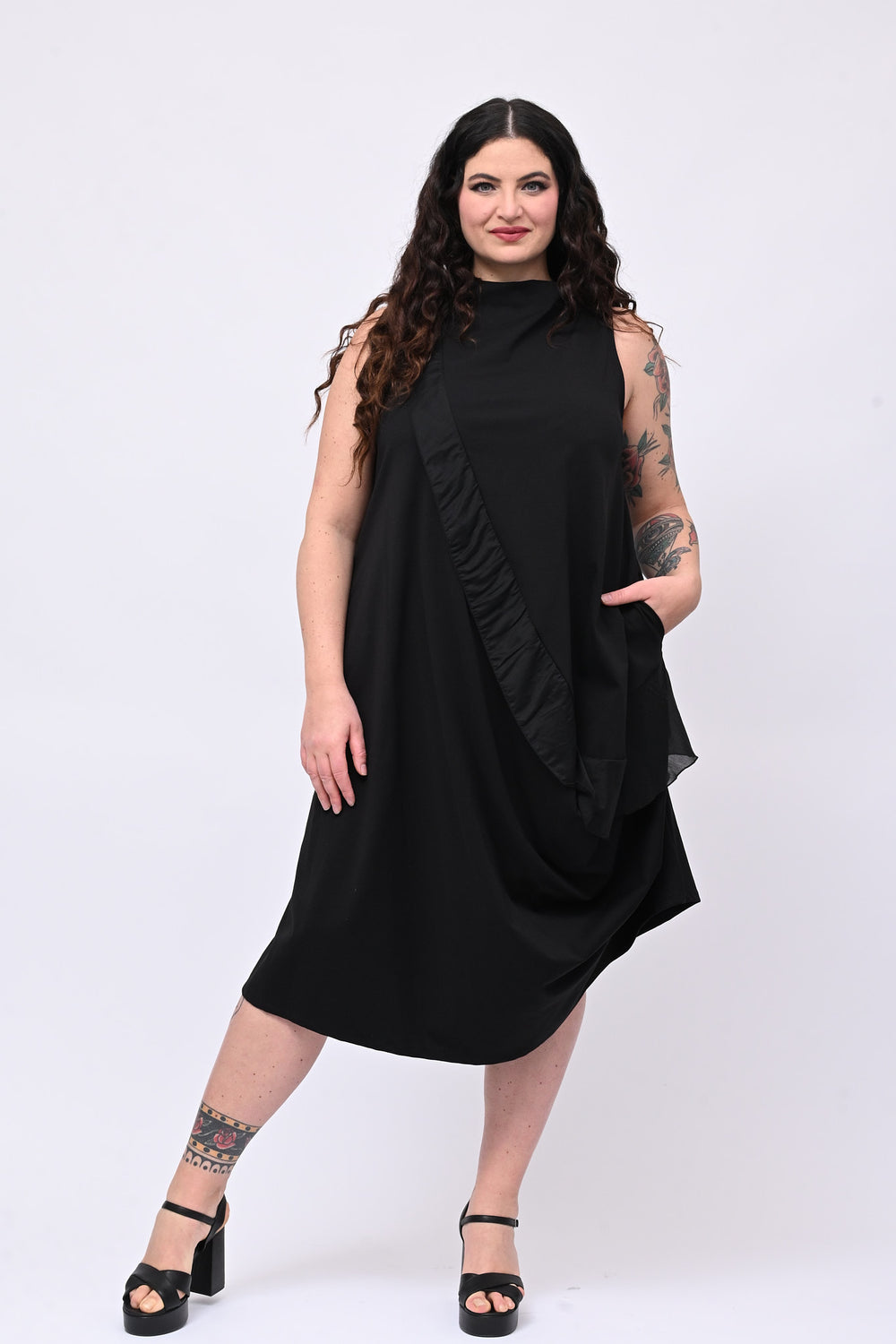 Abito rouches arricciato - Nero