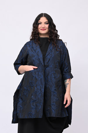 Cappottino taftà fiori - Blu