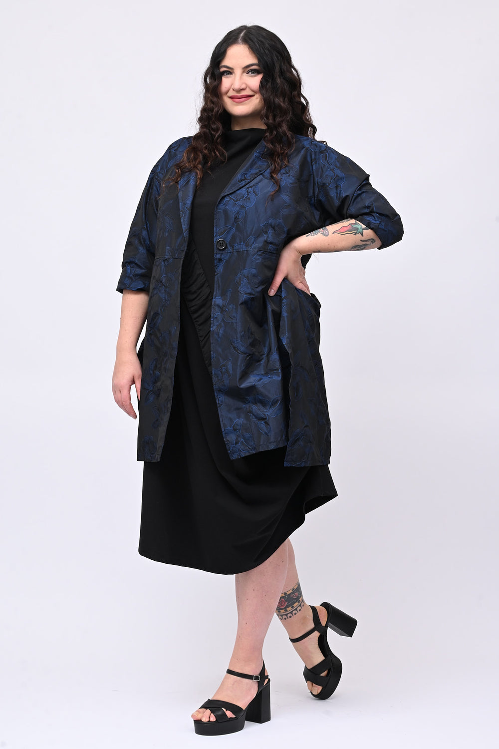 Cappottino taftà fiori - Blu