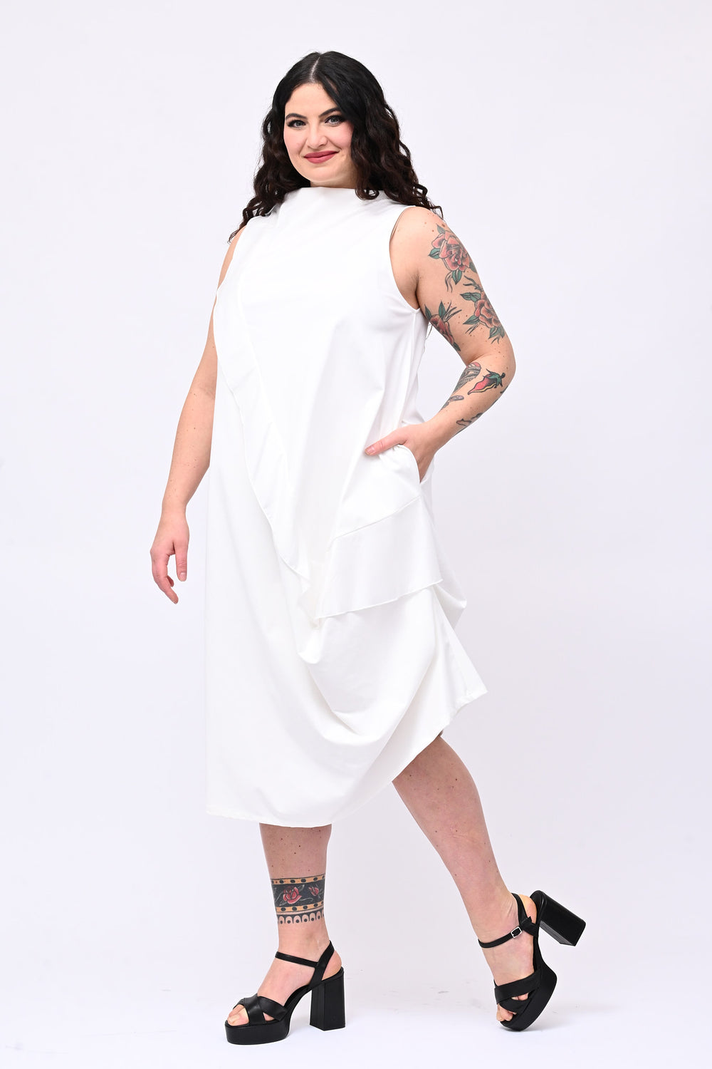 Abito rouches arricciato - Bianco