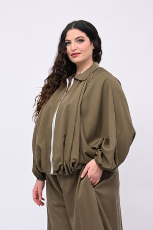 Giacca kimono elastico - Verde militare