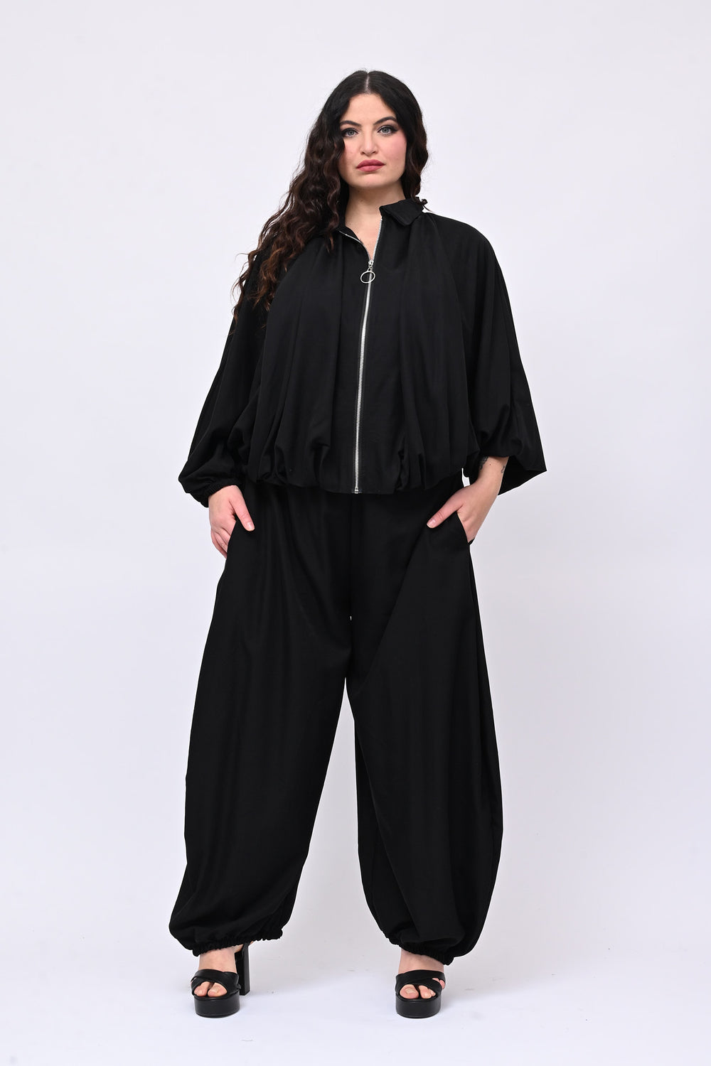 Giacca kimono elastico - Nero