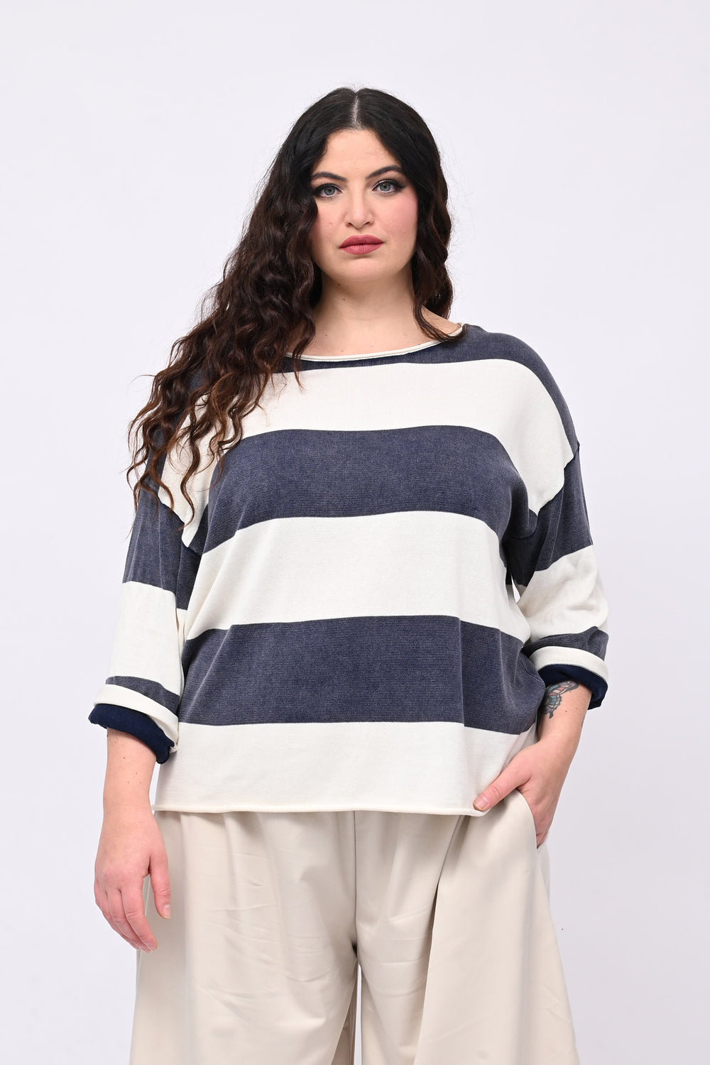 Pull filo righe - Blu