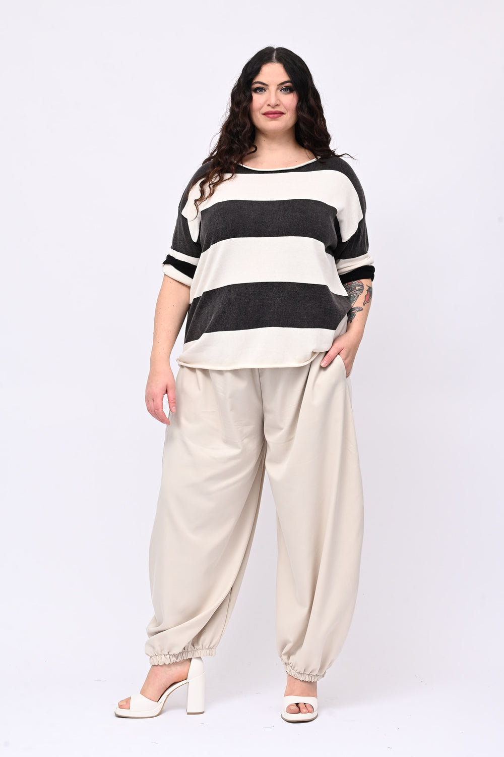 Pull filo righe - Nero