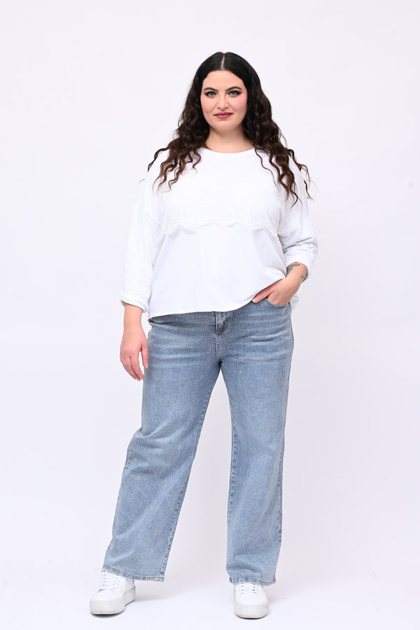 Jeans palazzo strass - Jeans chiaro