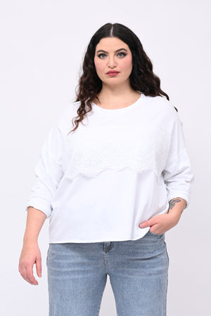 Felpa scatoletta merletto - Bianco