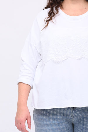 Felpa scatoletta merletto - Bianco