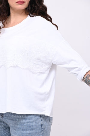 Felpa scatoletta merletto - Bianco