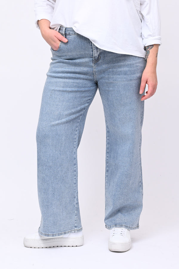 Jeans palazzo strass - Jeans chiaro