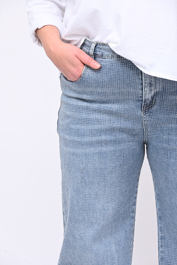 Jeans palazzo strass - Jeans chiaro