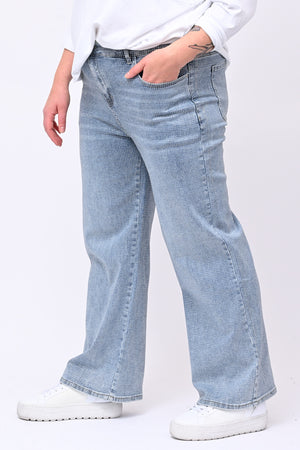 Jeans palazzo strass - Jeans chiaro