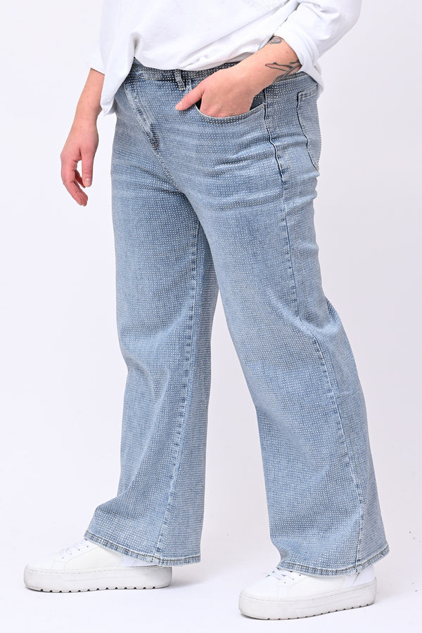 Jeans palazzo strass - Jeans chiaro