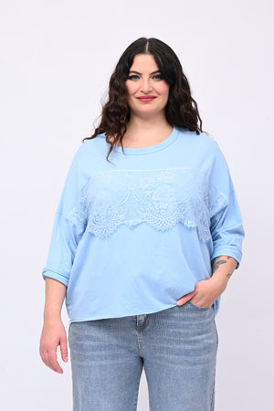 Felpa scatoletta merletto - Cielo