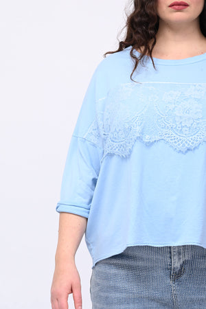 Felpa scatoletta merletto - Cielo