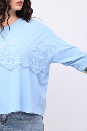 Felpa scatoletta merletto - Cielo