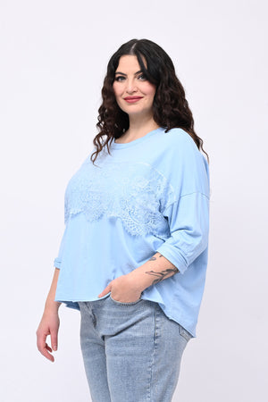 Felpa scatoletta merletto - Cielo