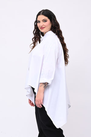 Camicia senza collo svasata - Bianco