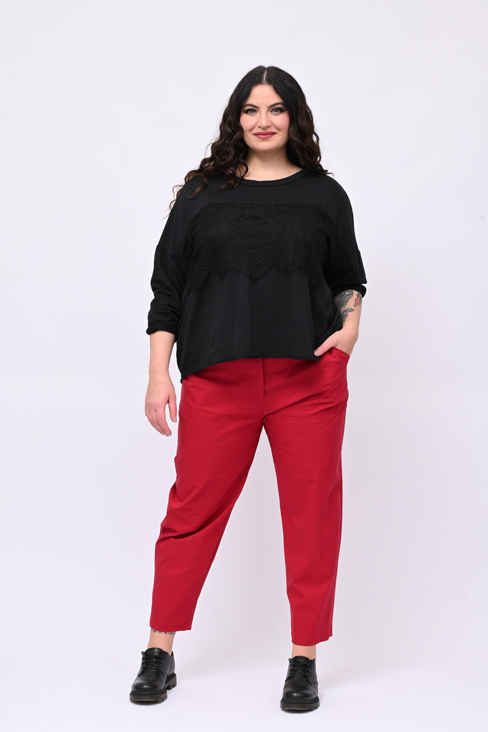 Felpa scatoletta merletto - Nero