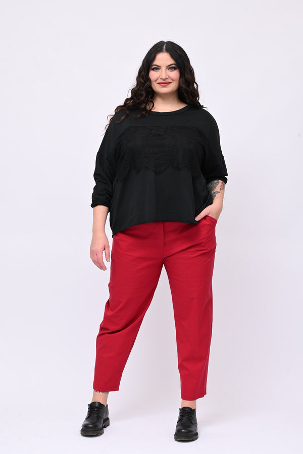 Felpa scatoletta merletto - Nero