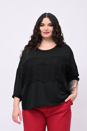 Felpa scatoletta merletto - Nero