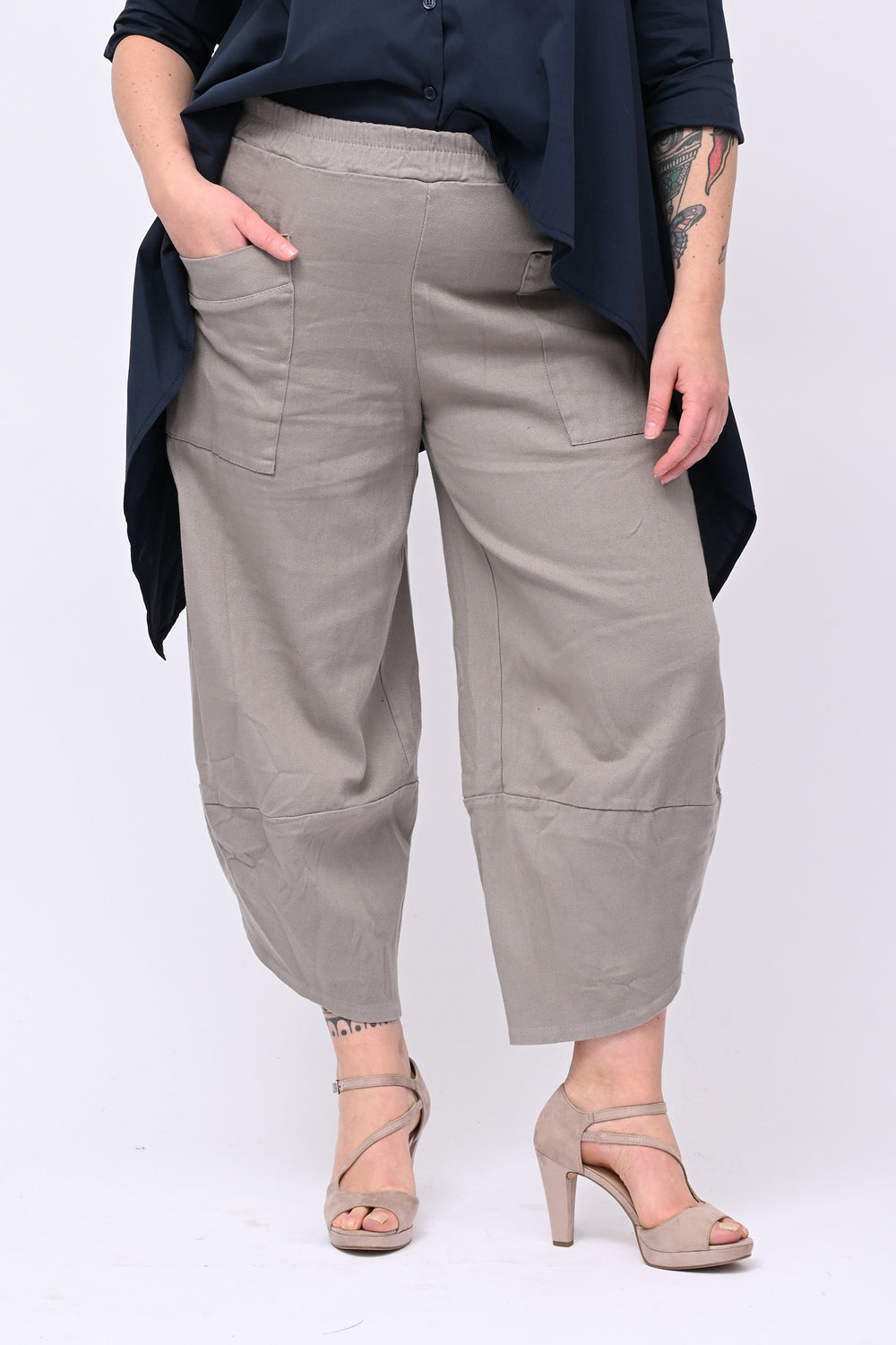 Pantacrop jeans tasconi - Greige