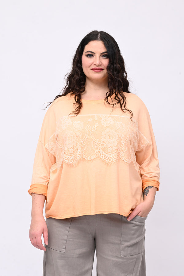 Felpa scatoletta merletto - Orange