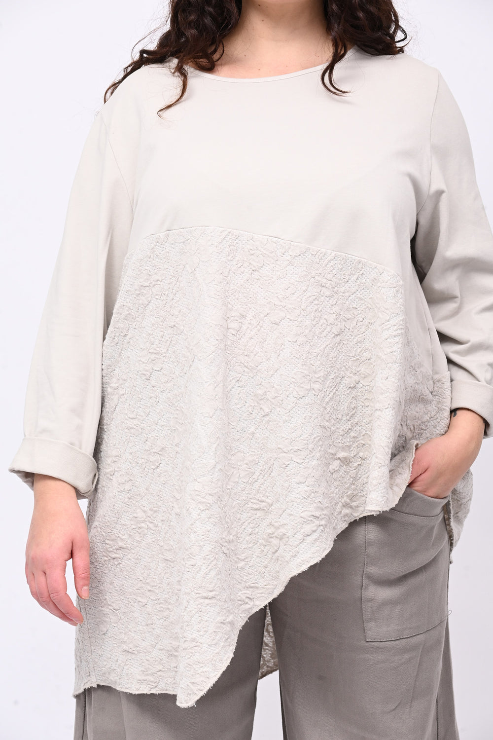 Felpa doppio tessuto fiori - Beige