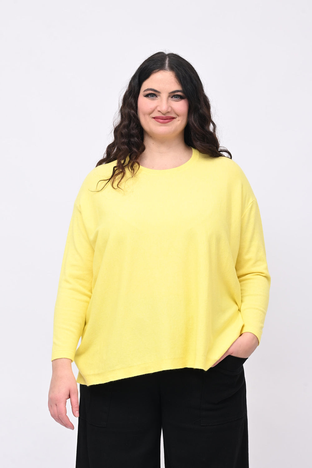Maglia viscosa over girocollo - Lemon