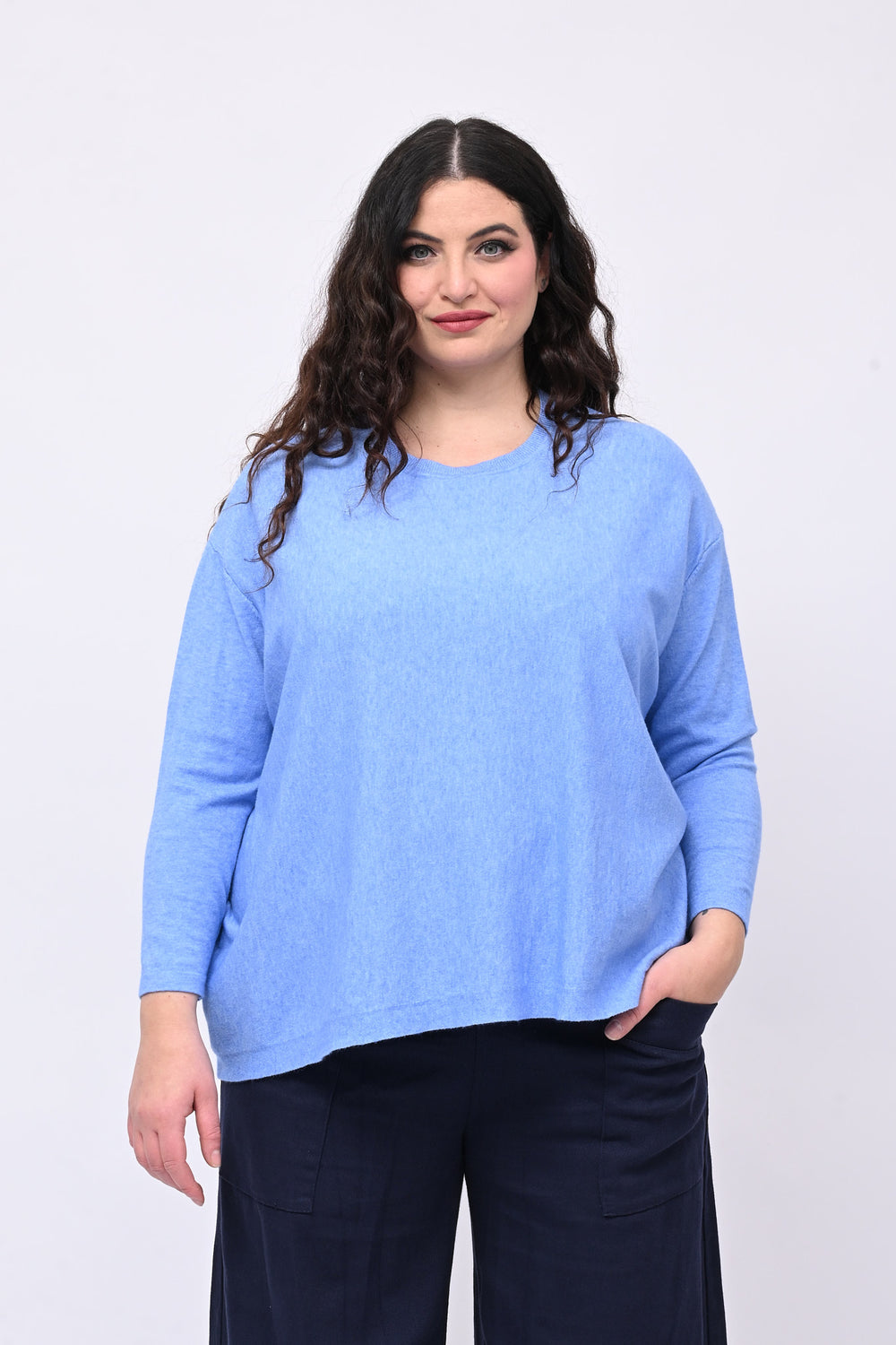 Maglia viscosa over girocollo - Jeans