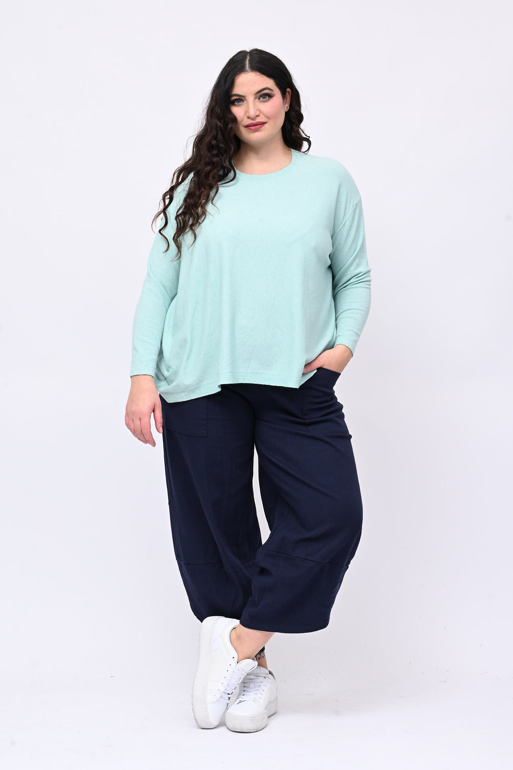 Maglia viscosa over girocollo - Menta