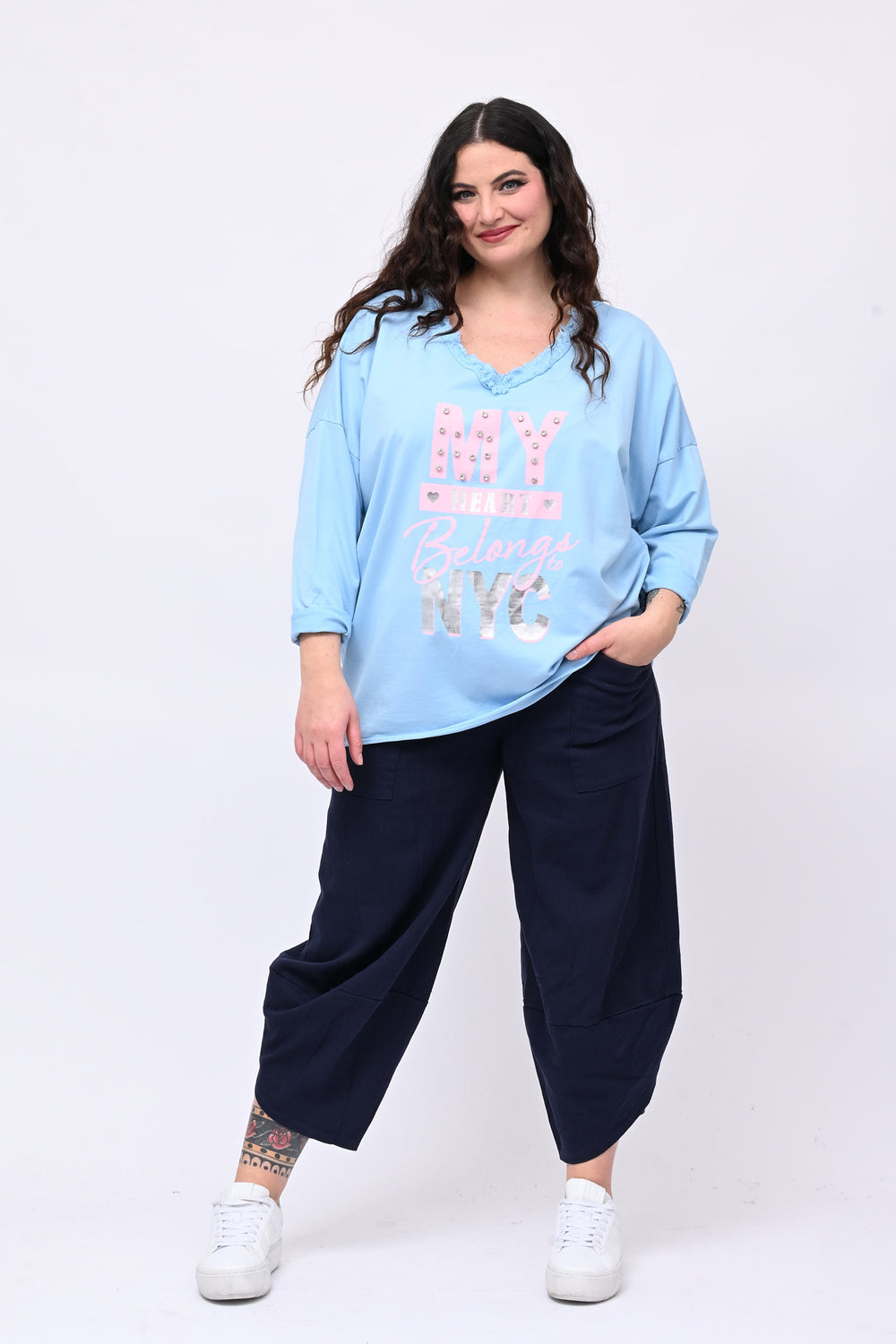 Felpa NY strass - Cielo