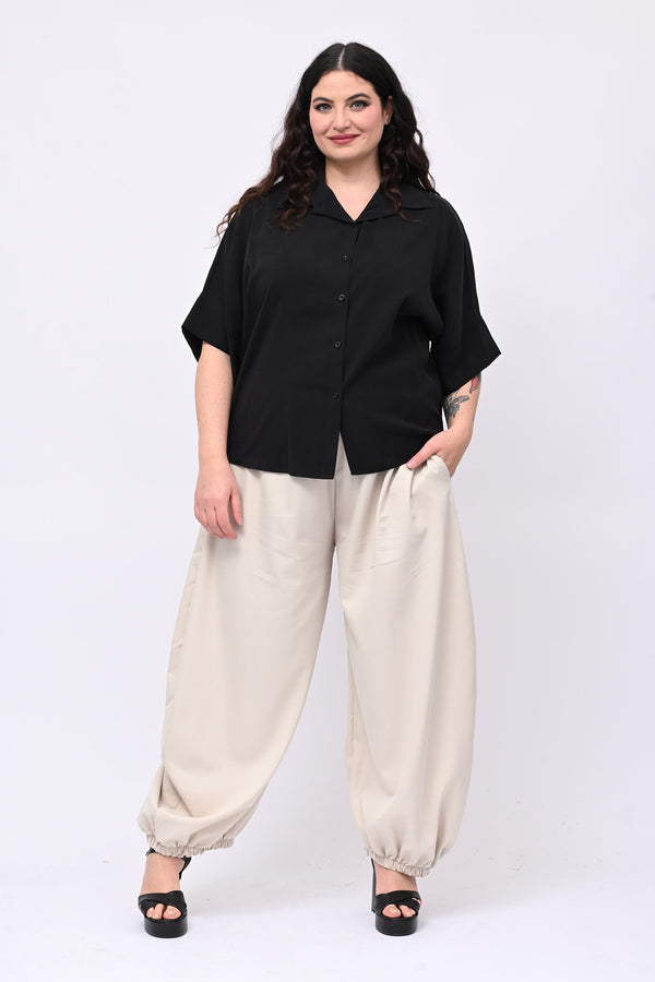 Camicia seta lavata - Nero