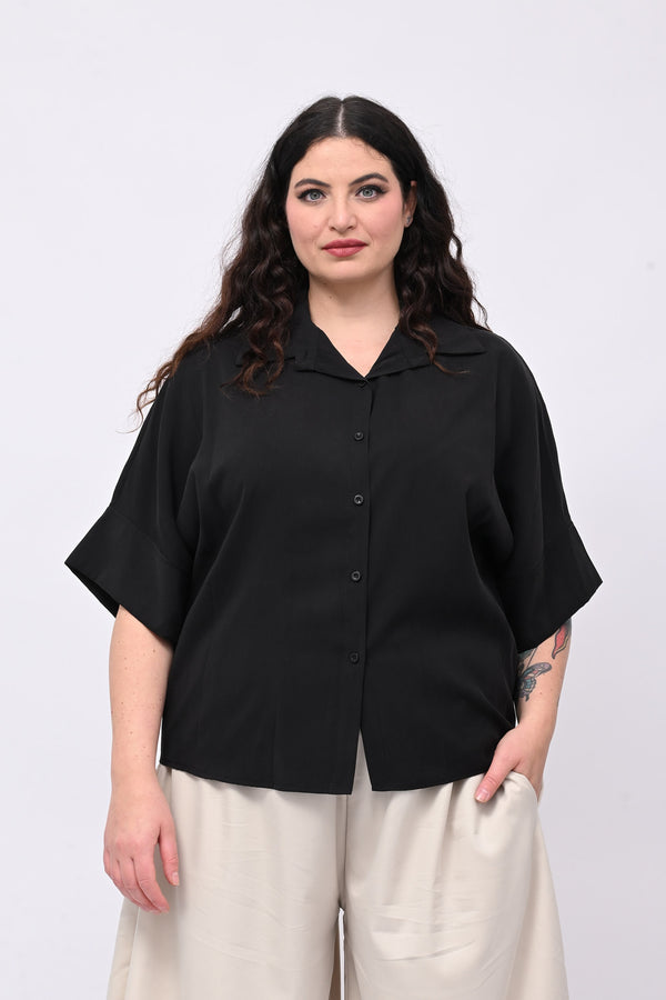 Camicia seta lavata - Nero