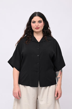 Camicia seta lavata - Nero