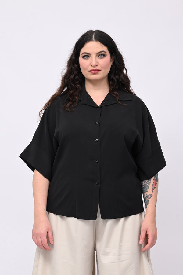 Camicia seta lavata - Nero