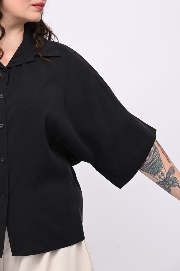 Camicia seta lavata - Nero