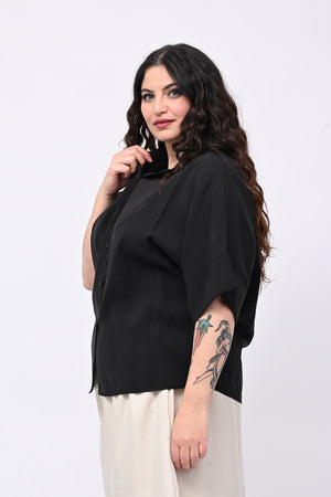 Camicia seta lavata - Nero