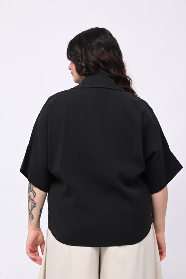 Camicia seta lavata - Nero