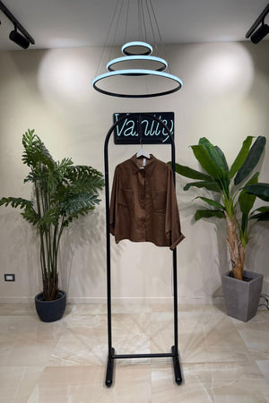Camicia shantung tasche - Cacao
