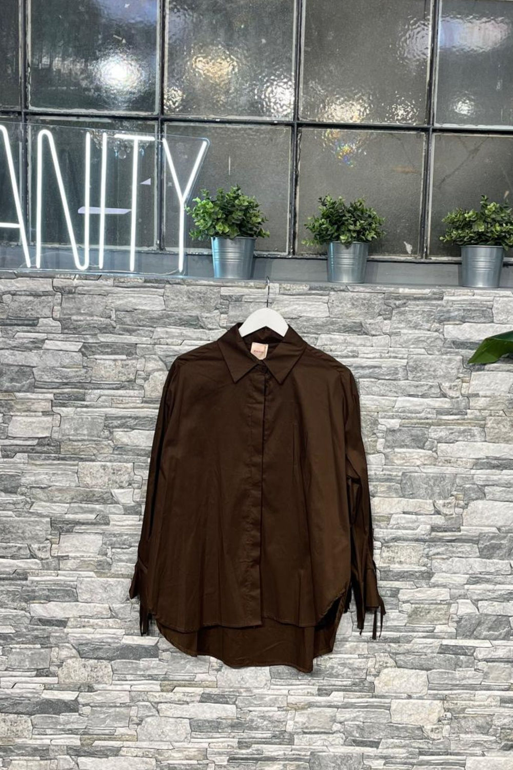 Camicia cotone frange - Bruciato